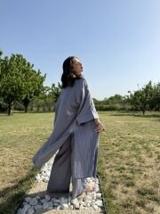Gofre Kimono Takım Gri - M