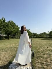 Maxi Boy Şerit Detaylı Kimono