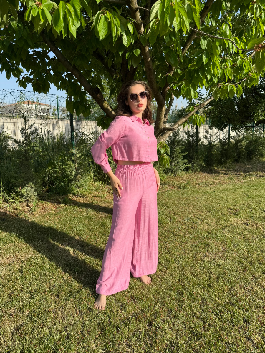 Gömlekli Takım Pembe - L