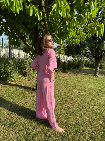 Gömlekli Takım Pembe - L