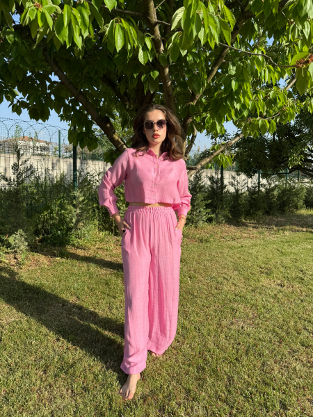 Gömlekli Takım Pembe - L